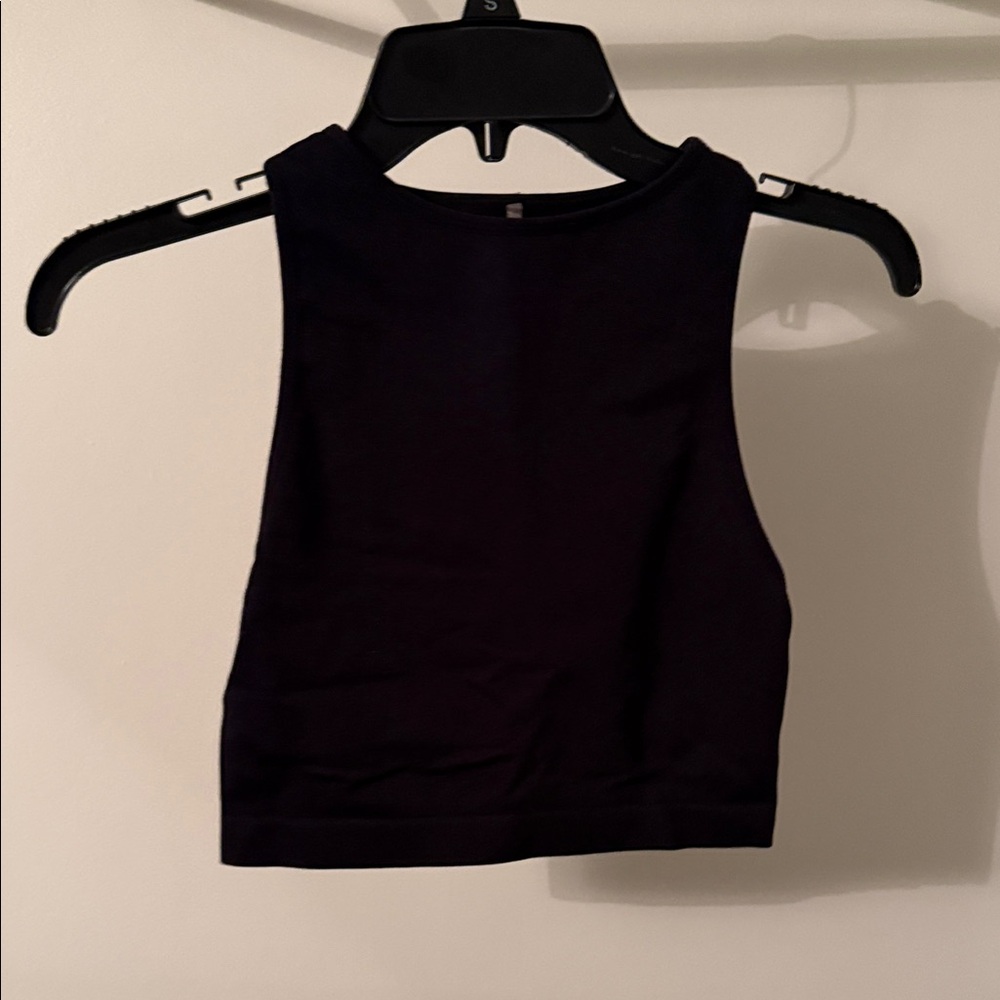 Meshki Midnight Black Sleeveless Crop Top